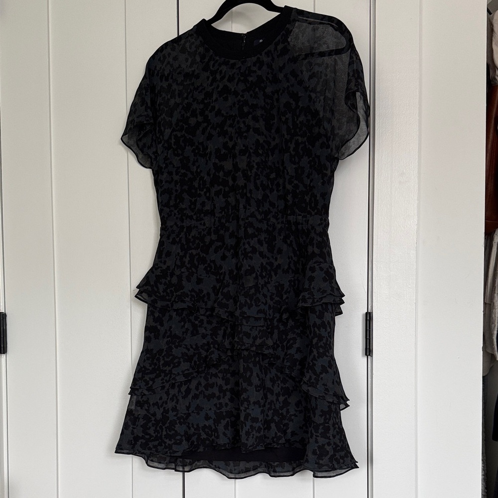 Madewell Blue leopard tiered dress